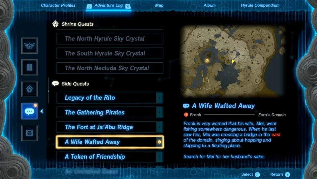 Find Fronk’s Wife in Zelda Tears Of The Kingdom