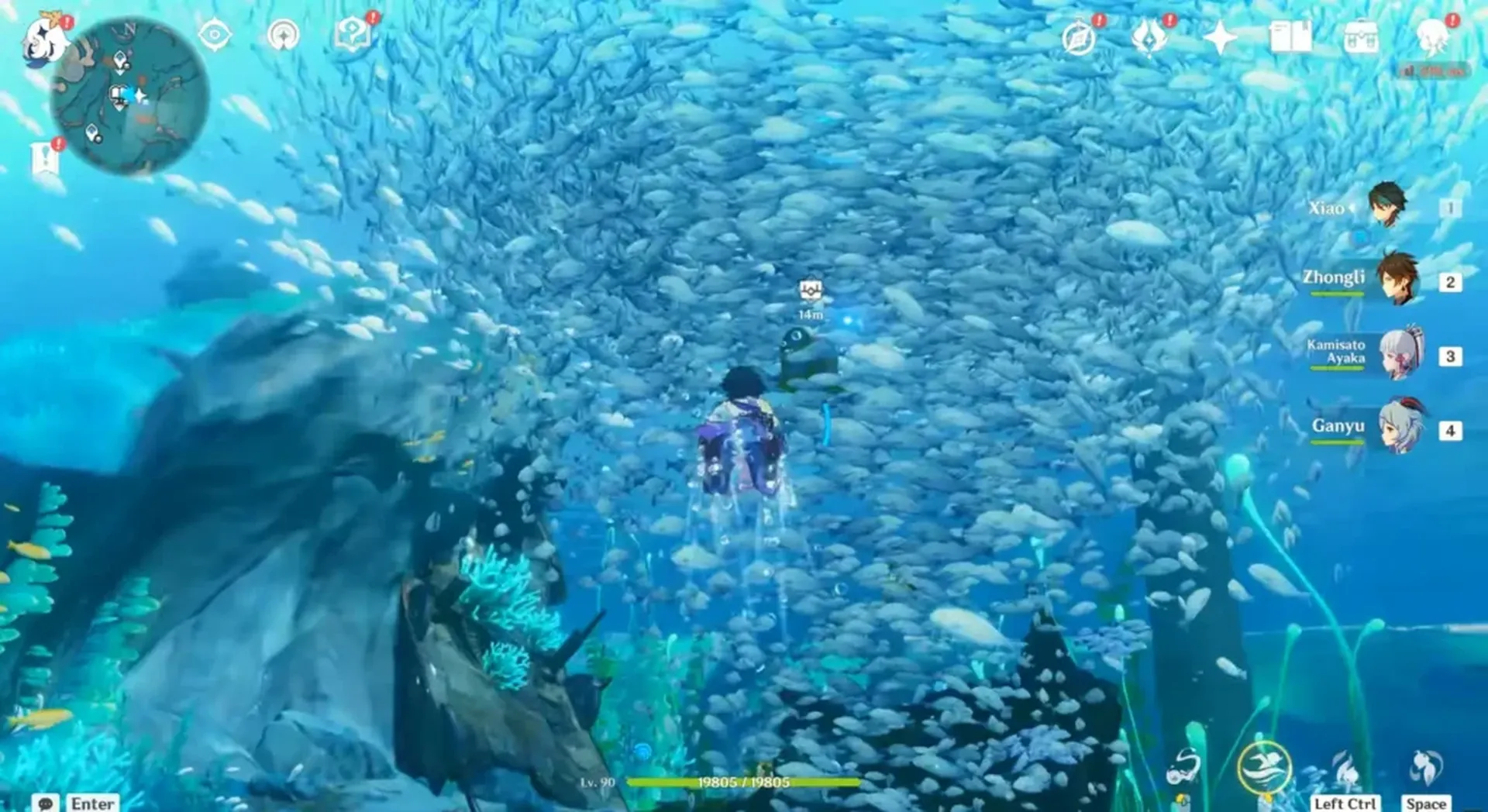 Solve the Echoing Conch under Hydro Barrier Puzzle in Salacia Plain in Genshin Impact 4.0