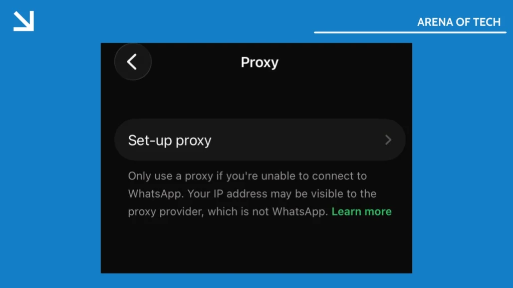 screenshot of WhatsApp proxy settings menu for Android and iPhone in 2026.